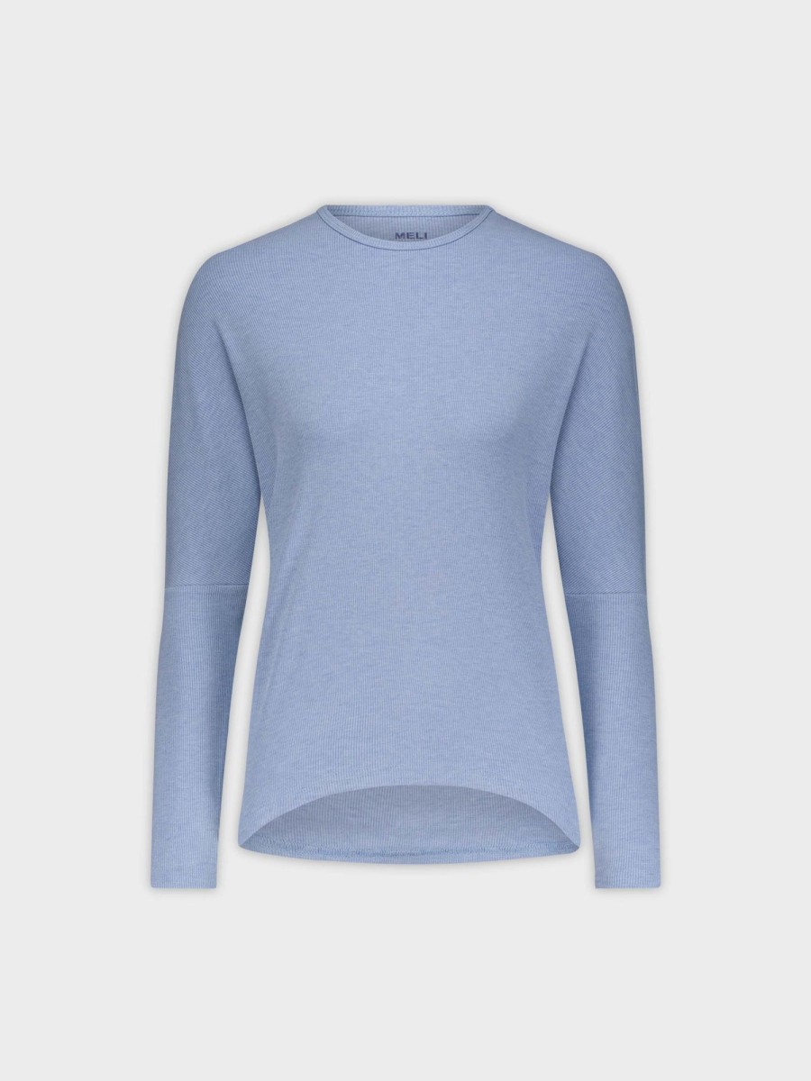 Hot Crew Ribbed Dolman-Heather Blue Tees