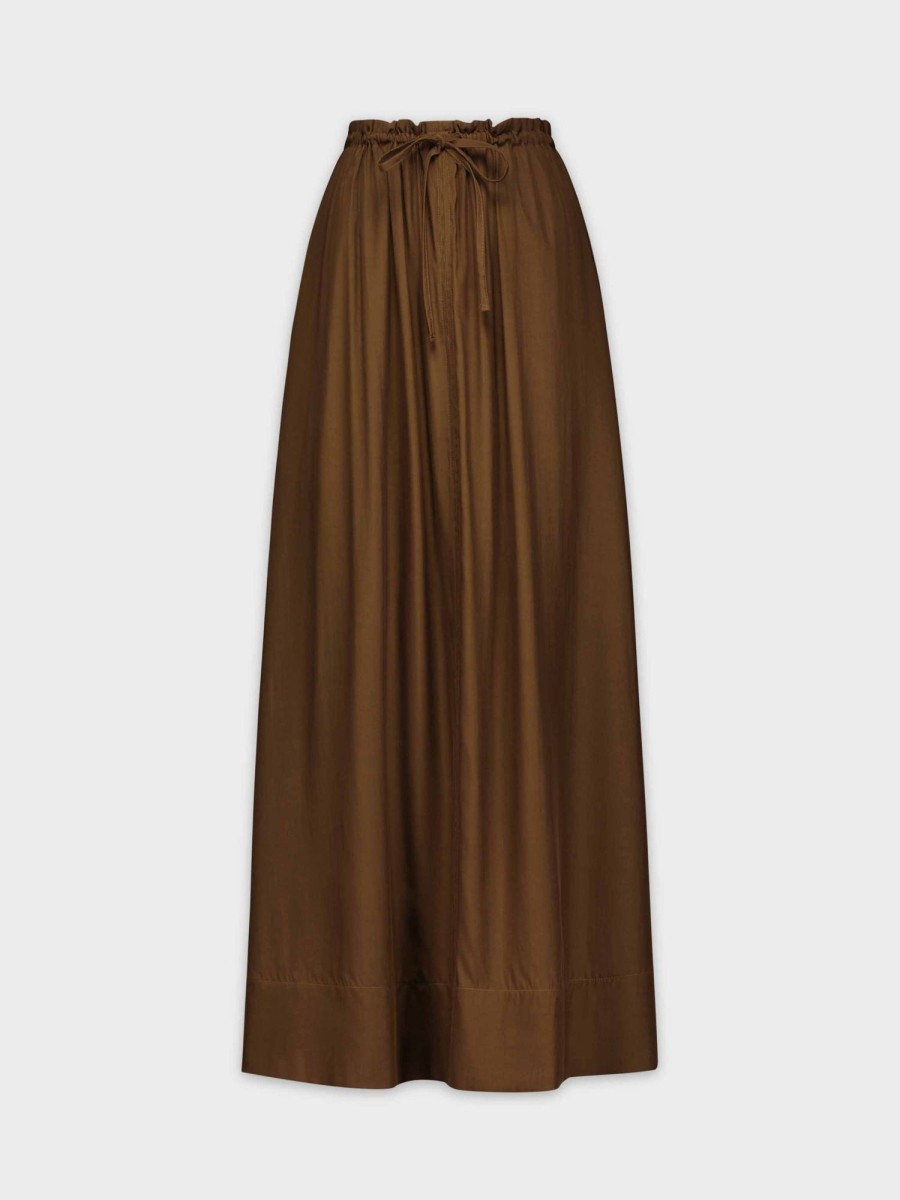 Online Drawstring Ruffle Skirt-Brown Skirts