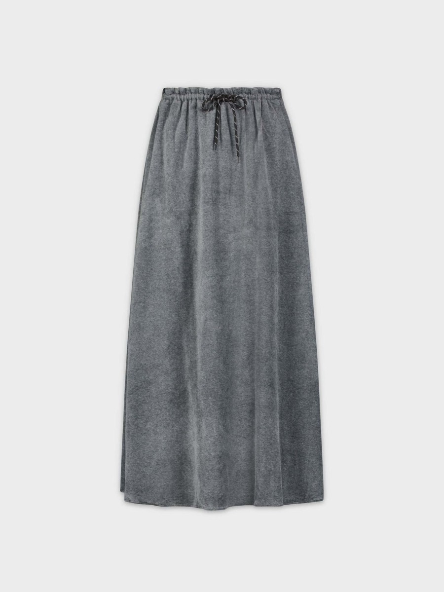 Hot Drawstring Velour Skirt 35"-Grey Teen Skirts