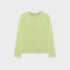 Hot Neon Stripe Crew-Yellow/Cream Teen Tops