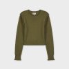 New Raw Seam Sweater-Olive Tops