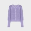 Wholesale Crochet Crew Cardigan-Lavender Tops