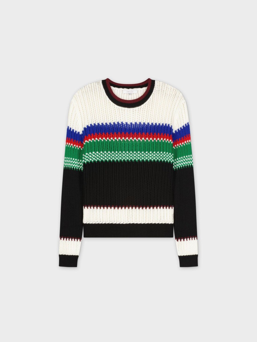 Best Mesh Striped Sweater-Multi Tops