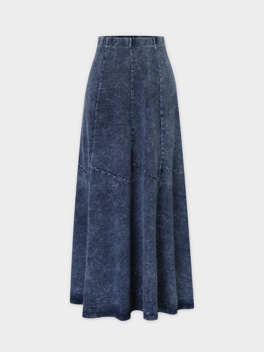 Best Washed T-Shirt Trumpet Skirt-Blue Skirts