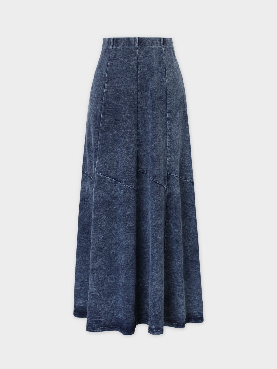 Best Washed T-Shirt Trumpet Skirt-Blue Skirts