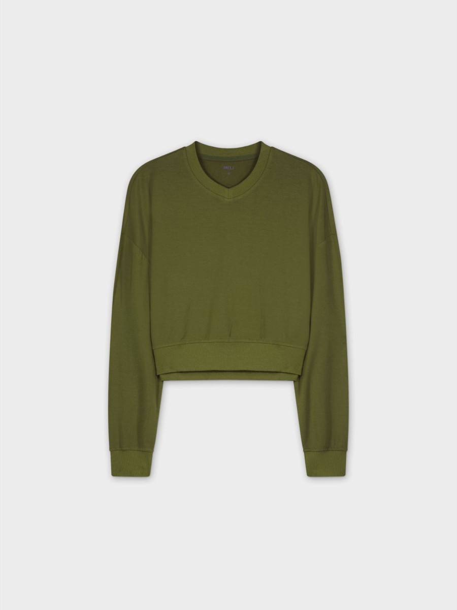 Clearance Cropped Tee-Olive Tees