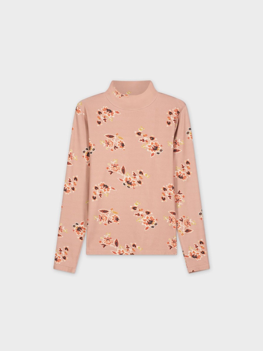 Wholesale Floral Turtleneck-Blush Floral Teen Tops