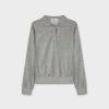 Online Velour Collar Sweatshirt-Light Grey Tops