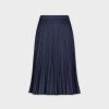 Clearance Pleated Suede Skirt 25"-Navy Skirts