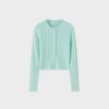 New Silk Knit Cropped Cardigan-Mint Green Tops