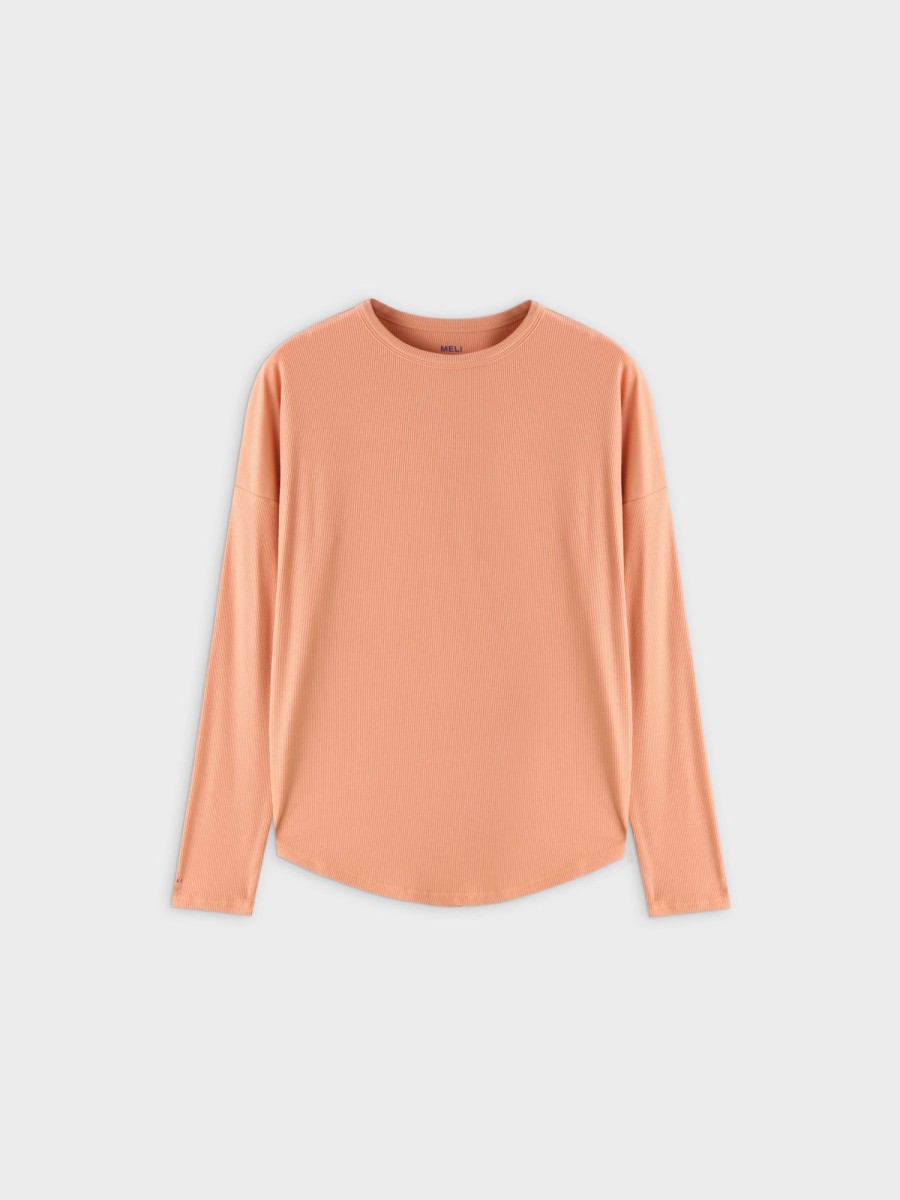 Online Ribbed Swing Tee-Peach Tees