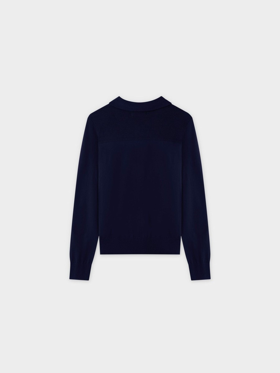 Wholesale Mesh Top Sweater-Navy Tops