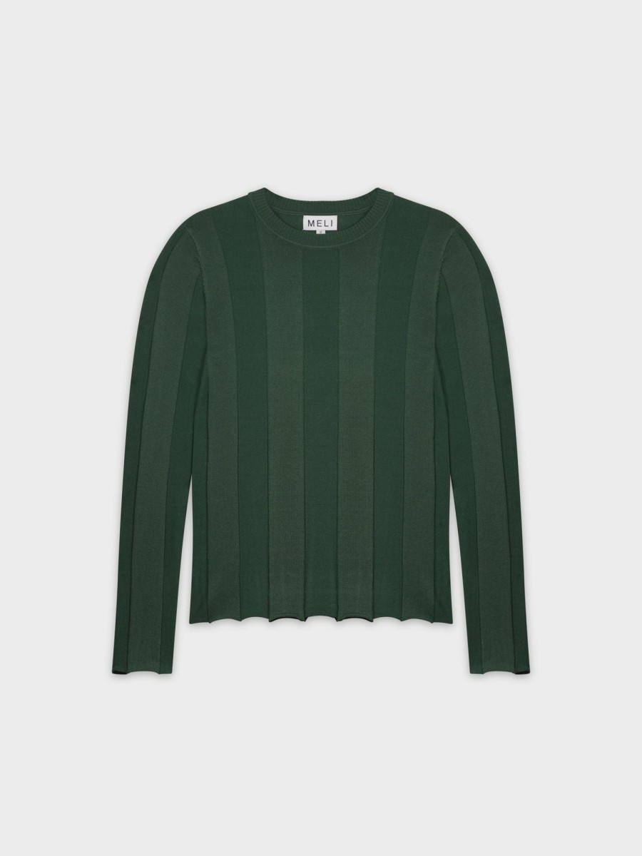 Best Wide Ribbed Sweater-Green Tops