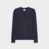 Online Waffle Classic Cardigan-Navy Tops