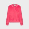 New Velour Collar Sweatshirt-Coral Tops