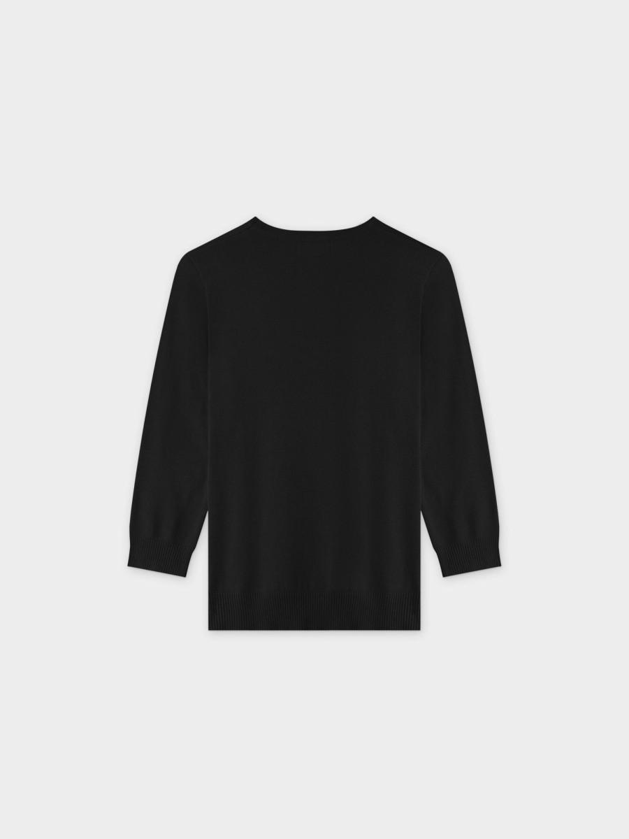 Wholesale Basic Crew Sweater (3Q) - Black Tops