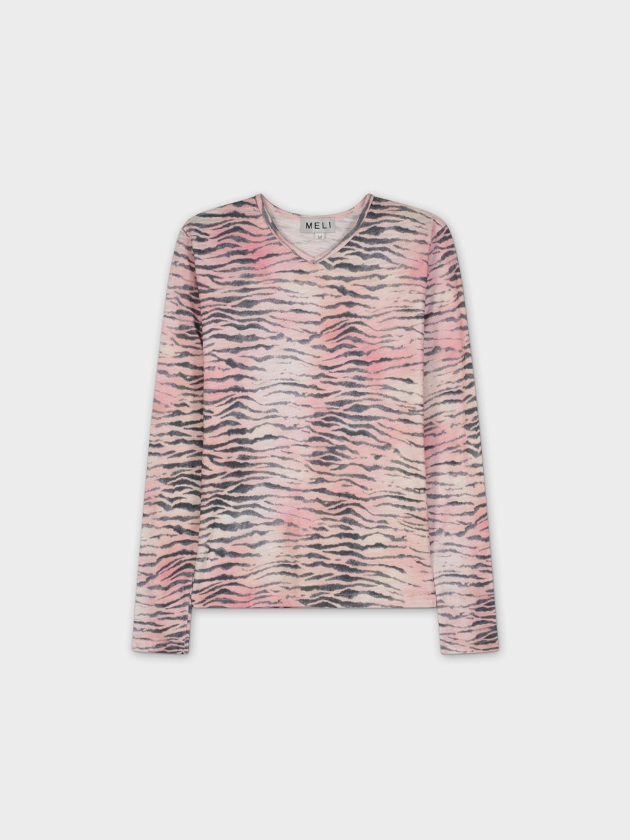 Best Printed High V-Pink Zebra Tees