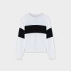 Wholesale Wide Stripe Bomber-White/Black Tops