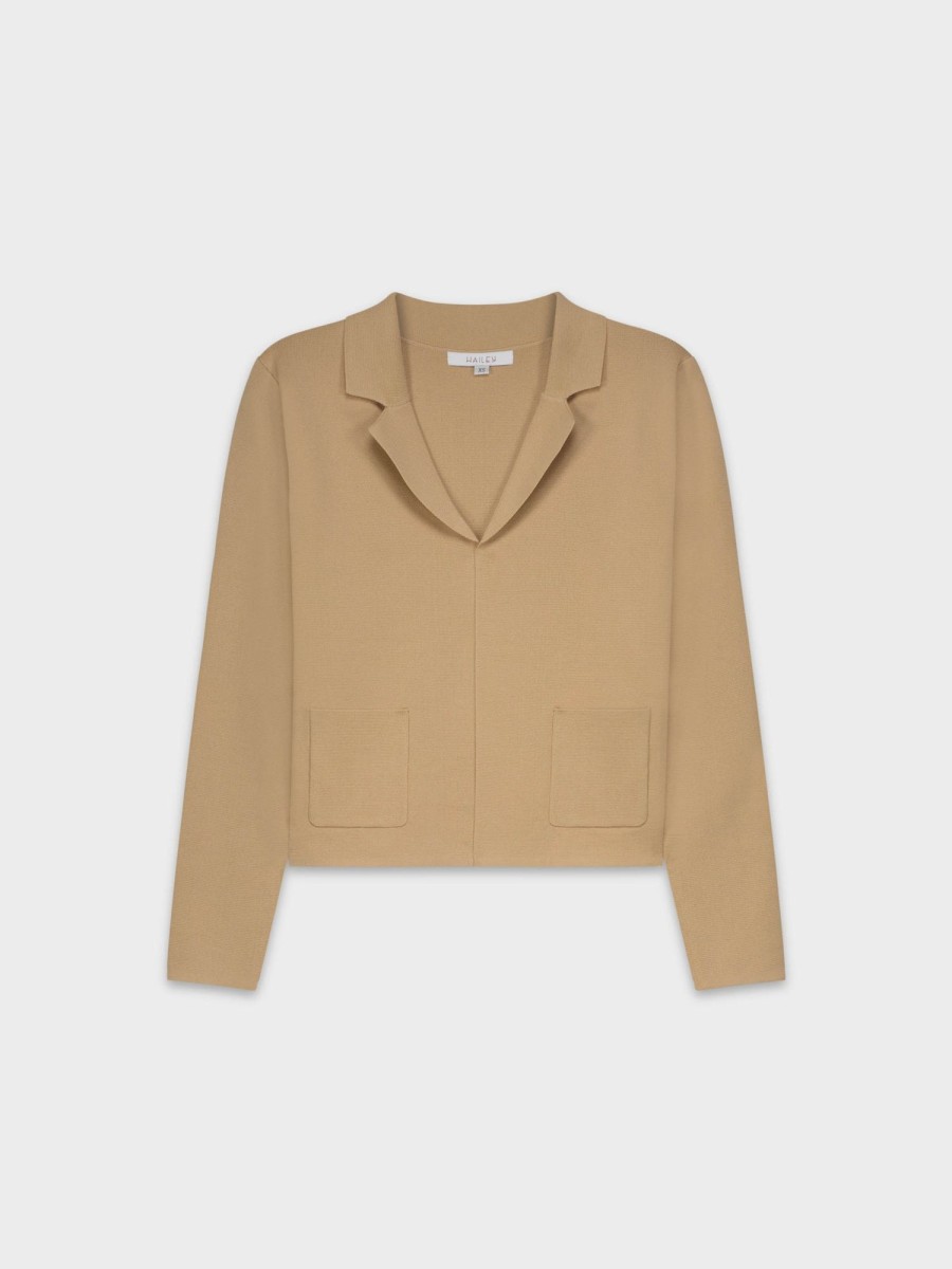 Clearance Lightweight Blazer-Tan Tops