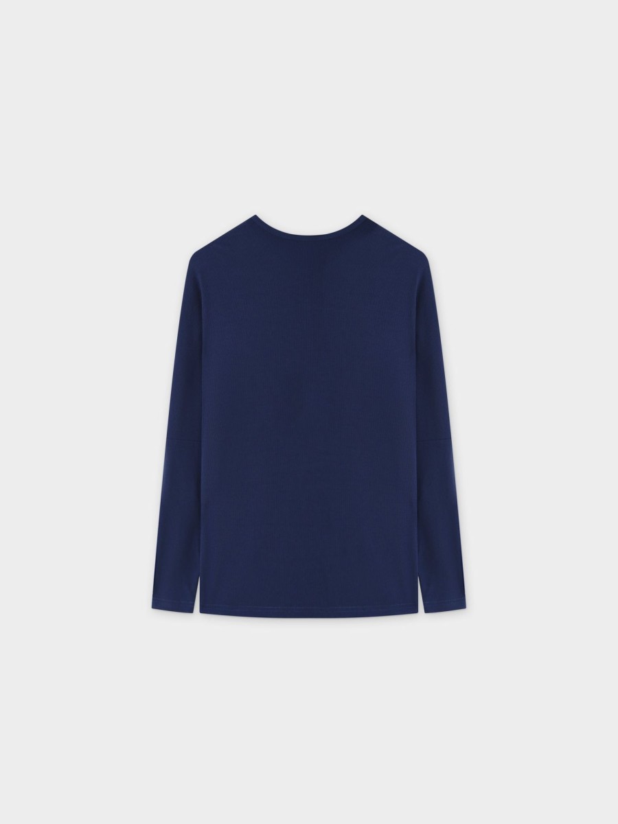 Online Ribbed Dolman Tee -Navy Tees