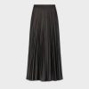 Online Pleated Suede Skirt 25"-Black Skirts