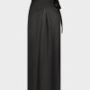 Hot Satin Wrap Skirt-Black Sets