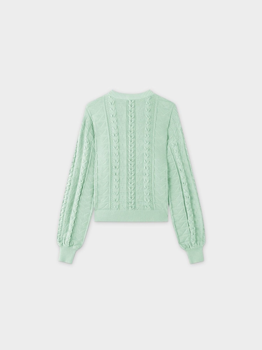 New Cross Stitch Sweater-Mint Tops