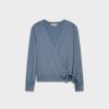 Wholesale Lightweight Wrap Sweater-Slate Blue Tops