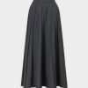 New Pleated Skirt 37"-Black Denim Skirts