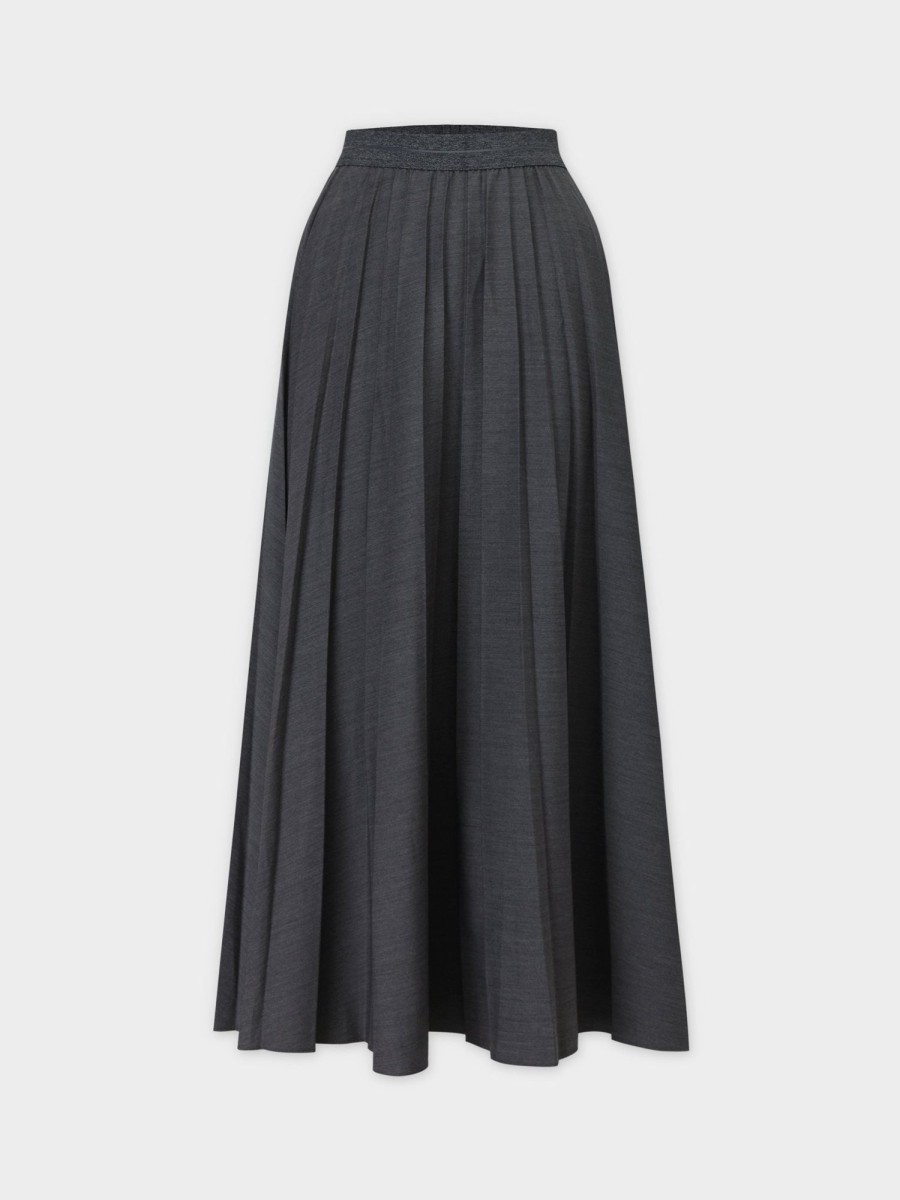 New Pleated Skirt 37"-Black Denim Skirts