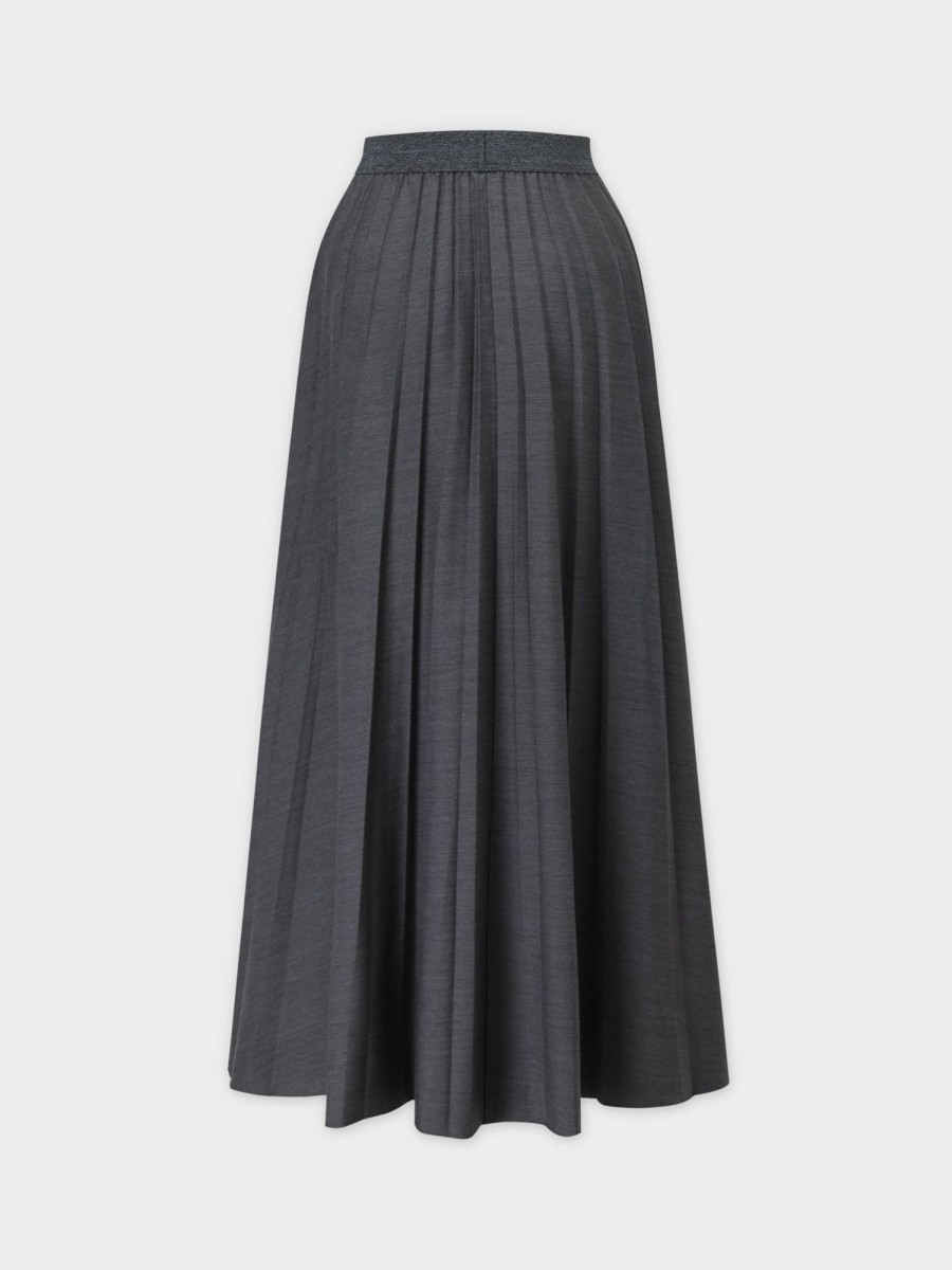 New Pleated Skirt 37"-Black Denim Skirts