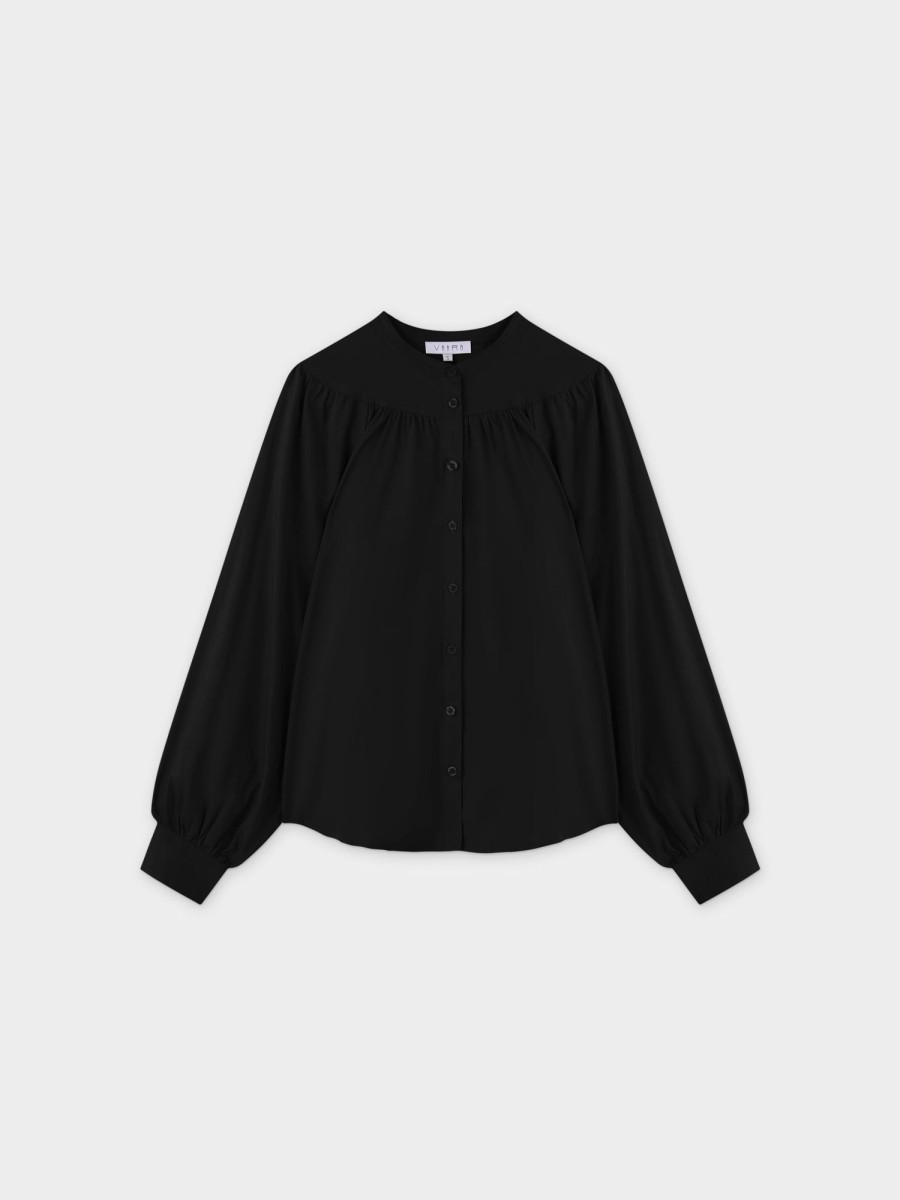 Best Gathered Top Blouse-Black Tops