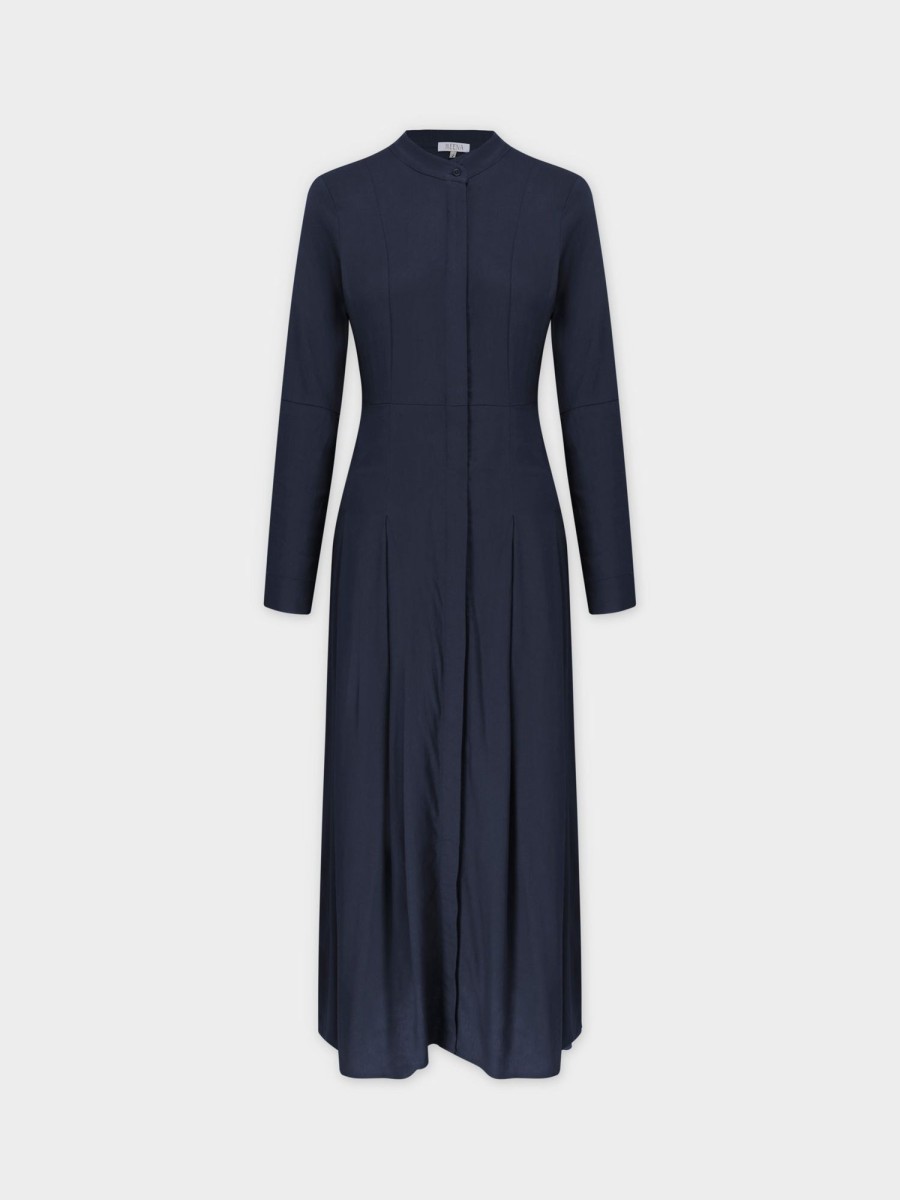 Wholesale Linen Shirtdress-Navy Dresses