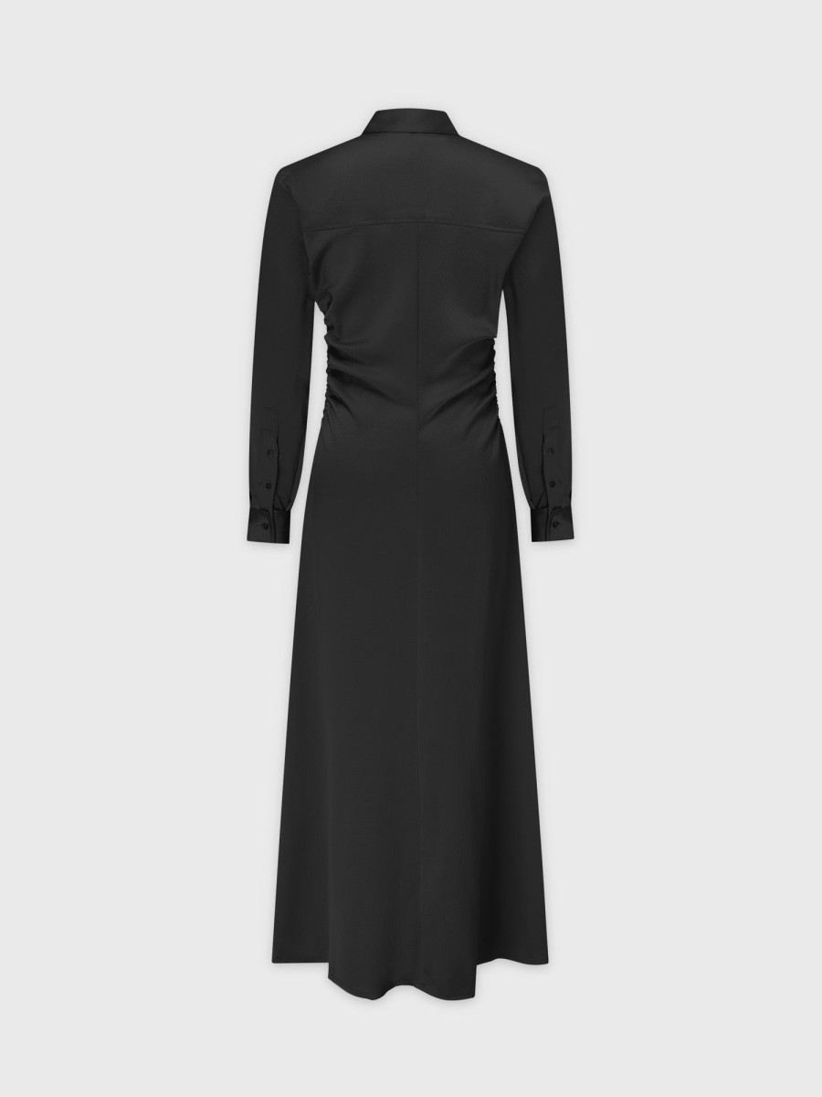 Clearance Side Gathered Dress-Black Dresses