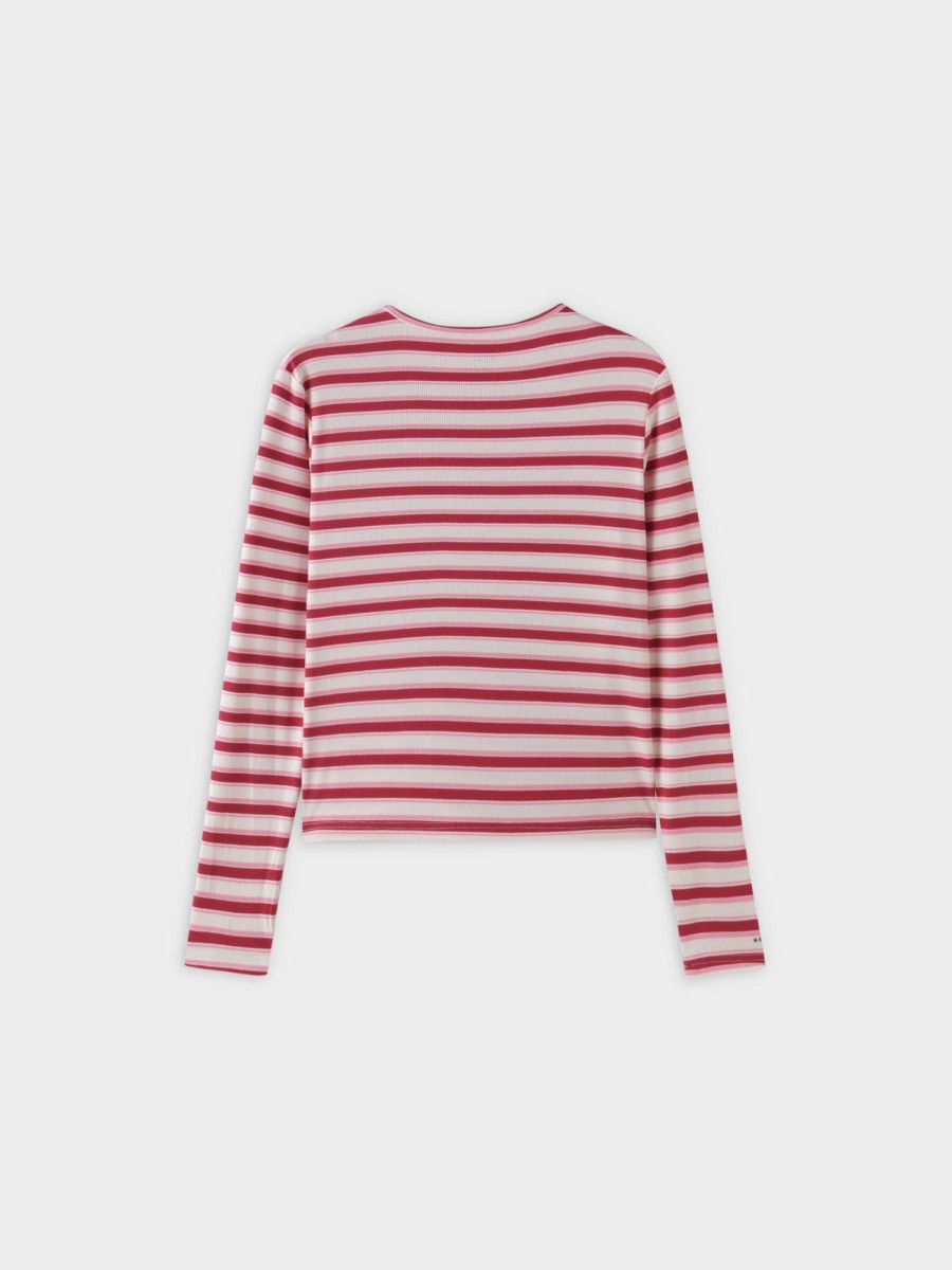 Best Striped Wrap Tee-Berry/Pink/White Tees