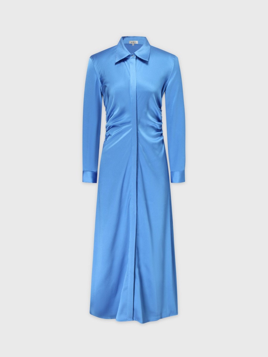 Best Side Gathered Dress-Blue Dresses