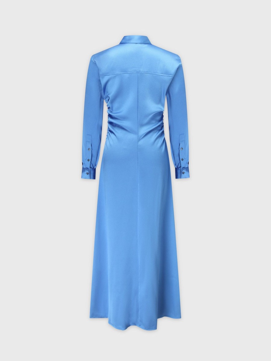 Best Side Gathered Dress-Blue Dresses