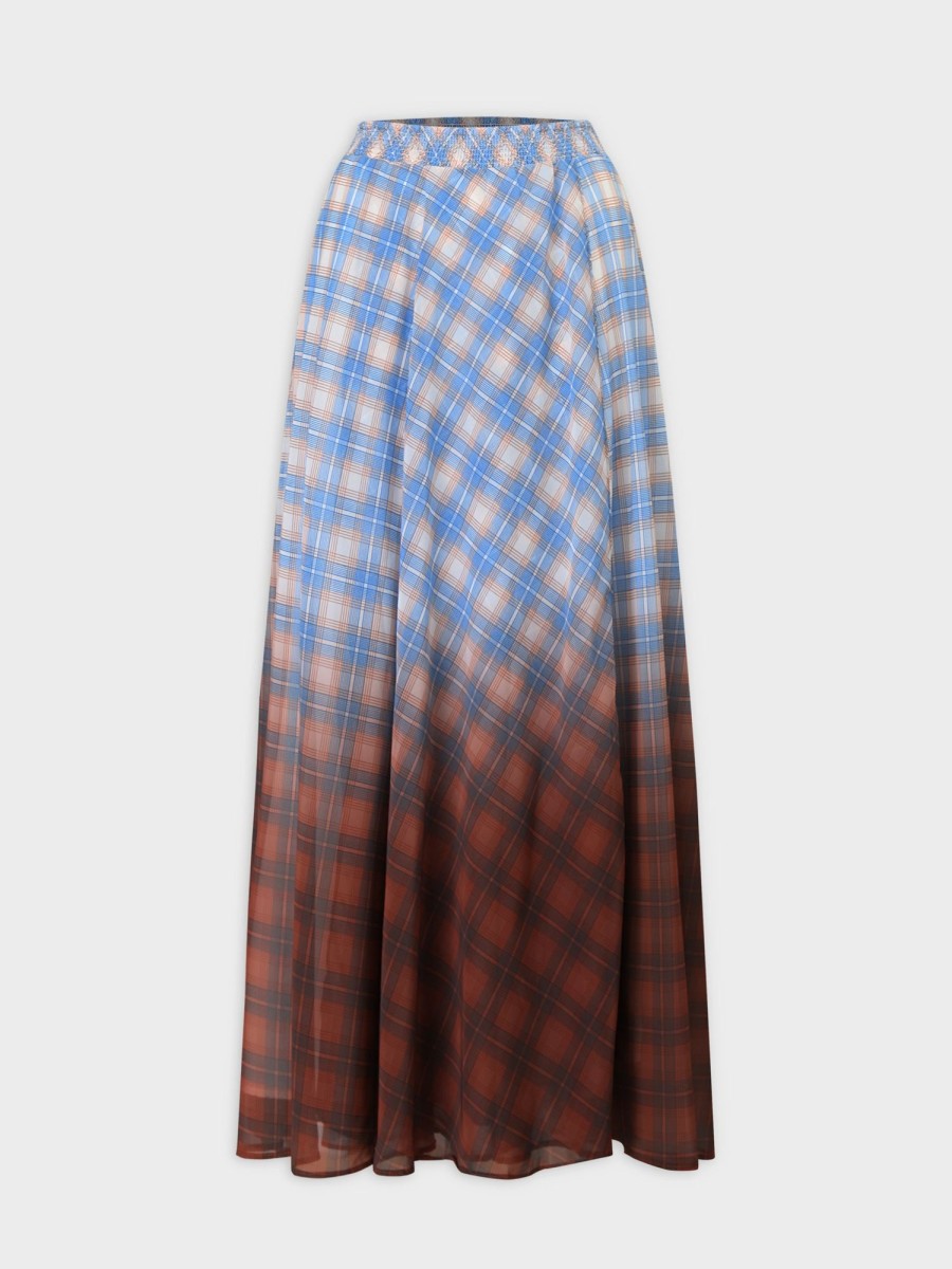 Online Mock Wrap Skirt 39"-Plaid Ombre Skirts