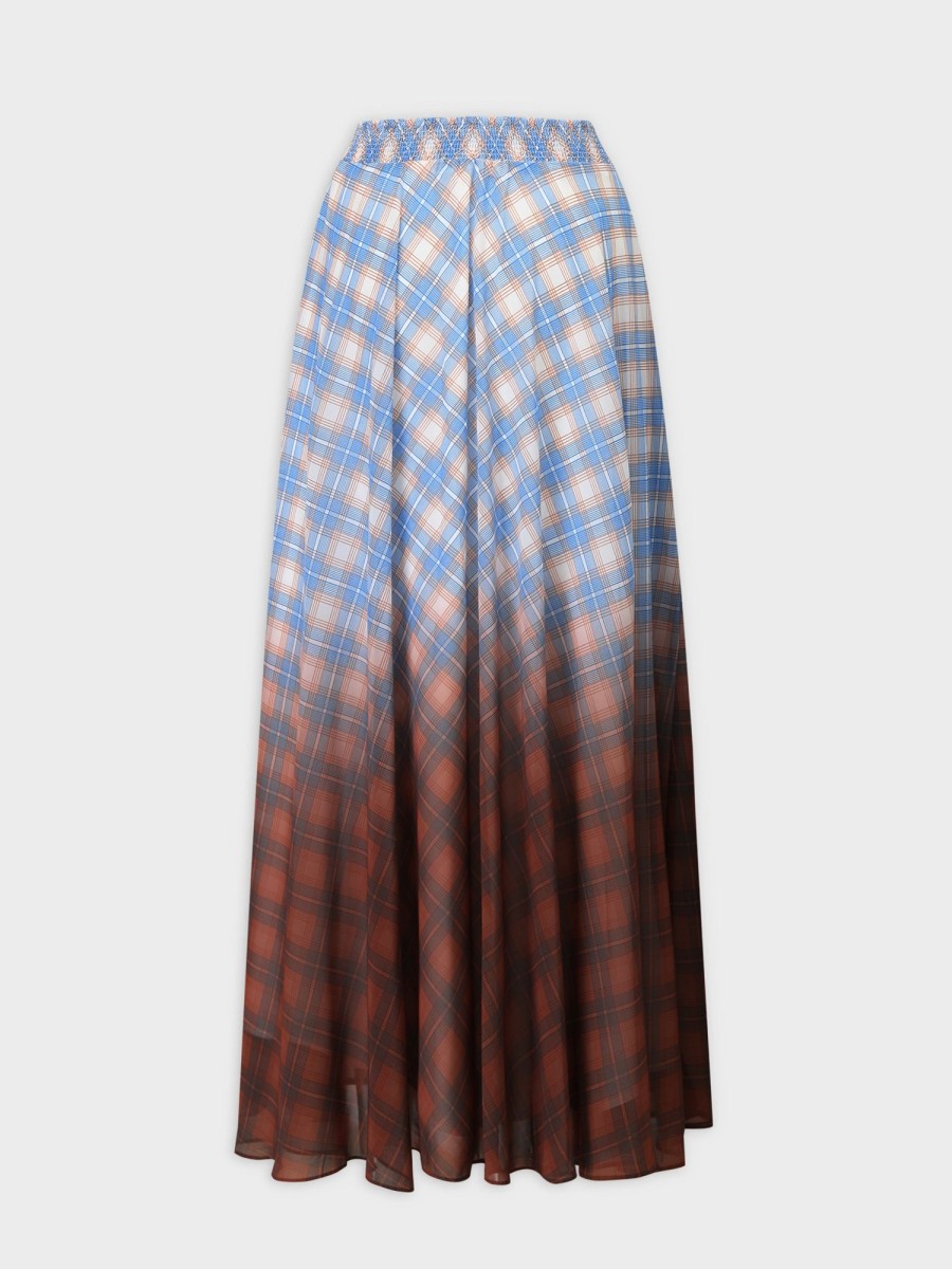 Online Mock Wrap Skirt 39"-Plaid Ombre Skirts