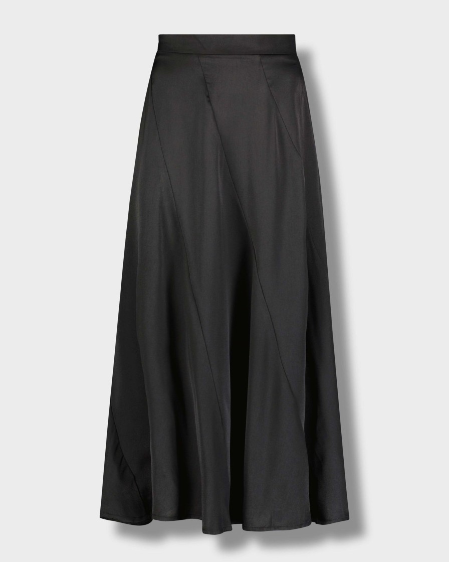 Wholesale Full Satin Skirt-Black Skirts