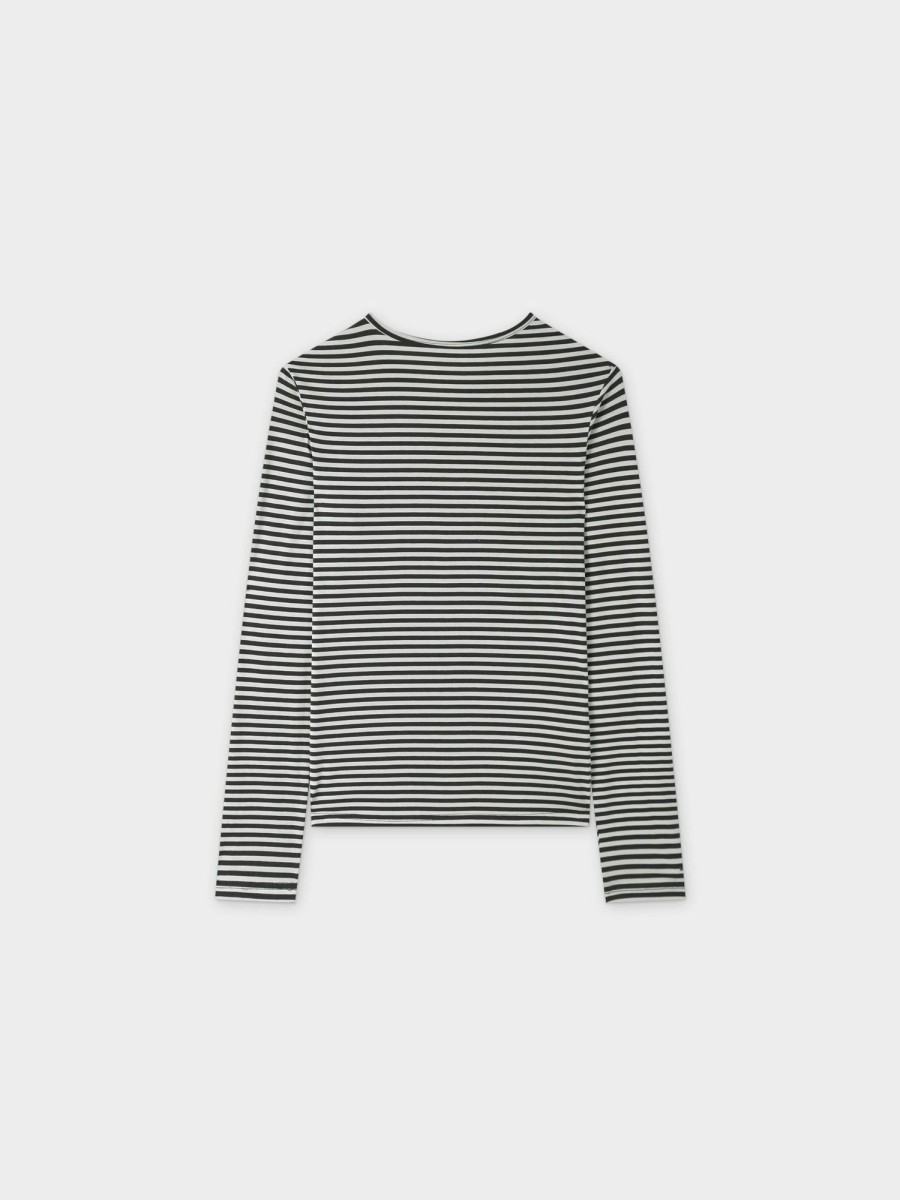 Wholesale Thin Stripe High V Tee-Cream/Olive Tees