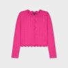 Online Scalloped Crew Cardigan-Hot Pink Teen Tops