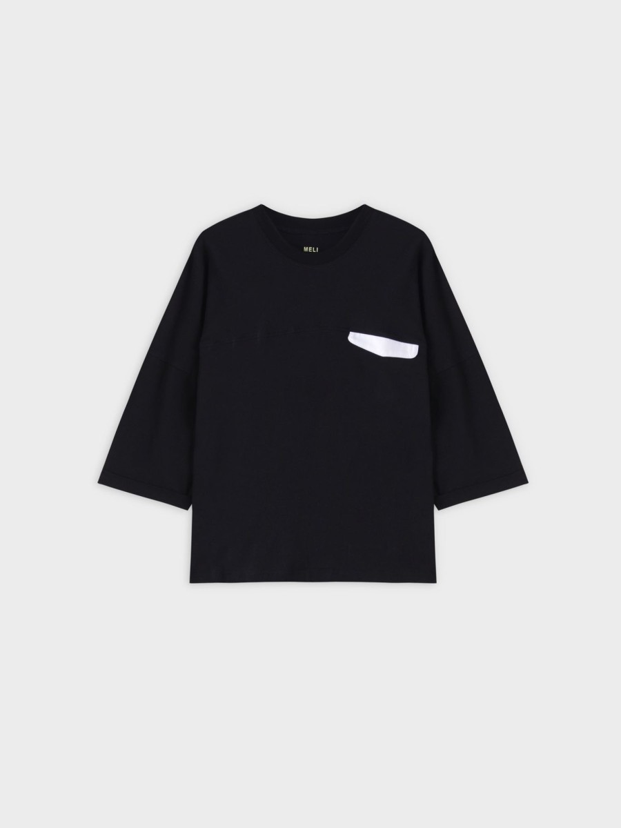 Clearance Pocket Tab Tee-Black/White Tees