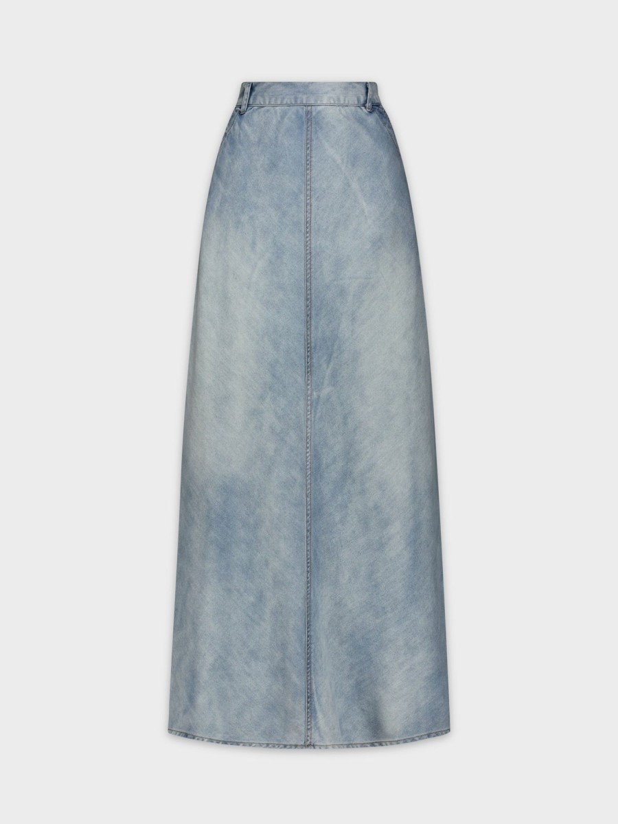 Wholesale Midwash Denim Skirt-Blue Skirts