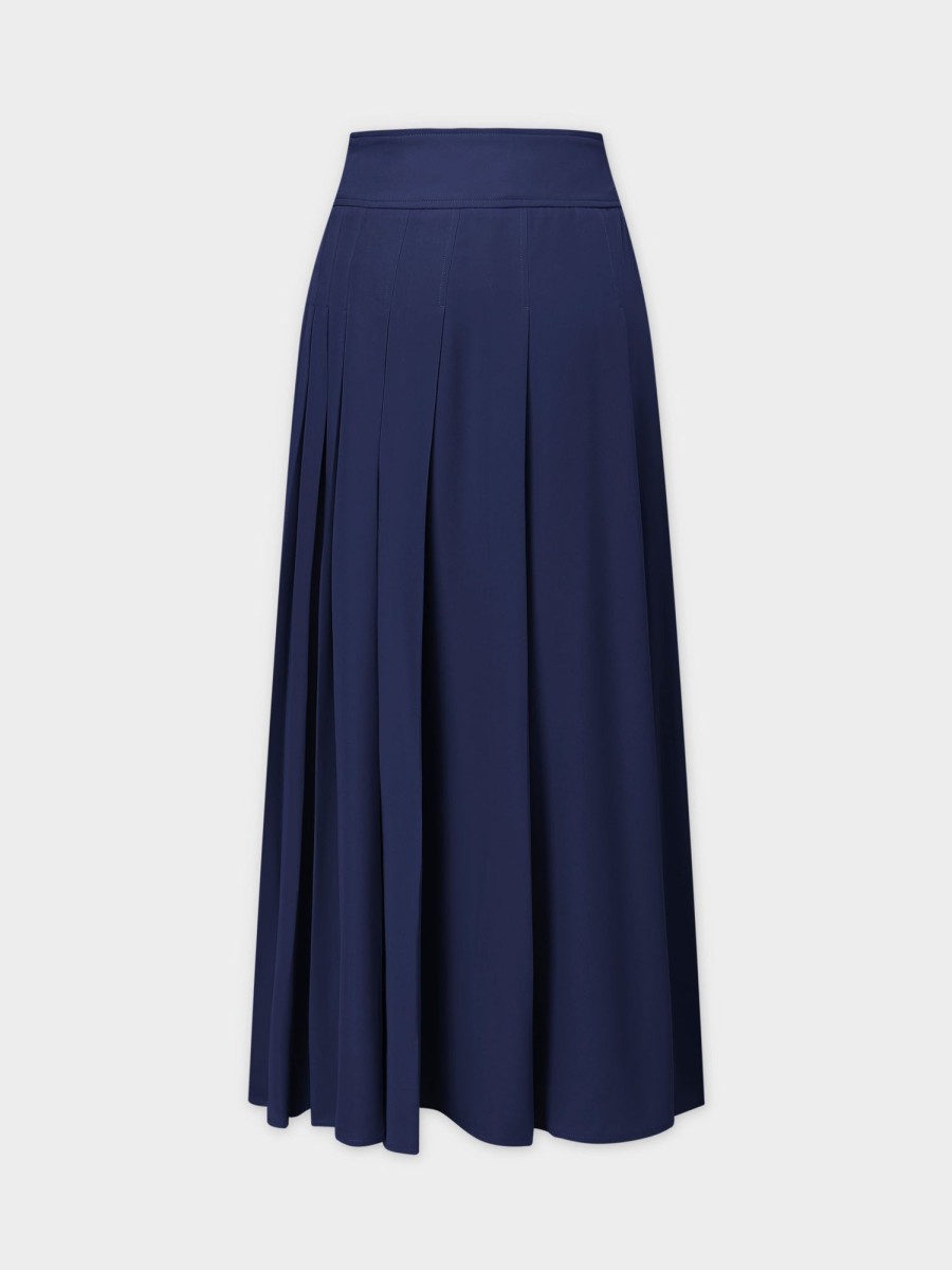 New Yolk Pleated Skirt 37"-Navy Skirts