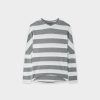 Best Striped Dolman V Neck-Grey/White Tees