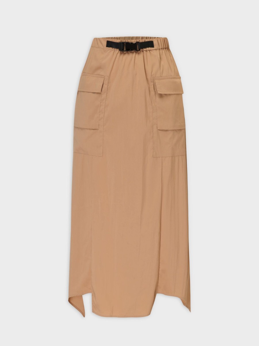 New Buckle Cargo Skirt-Tan Skirts