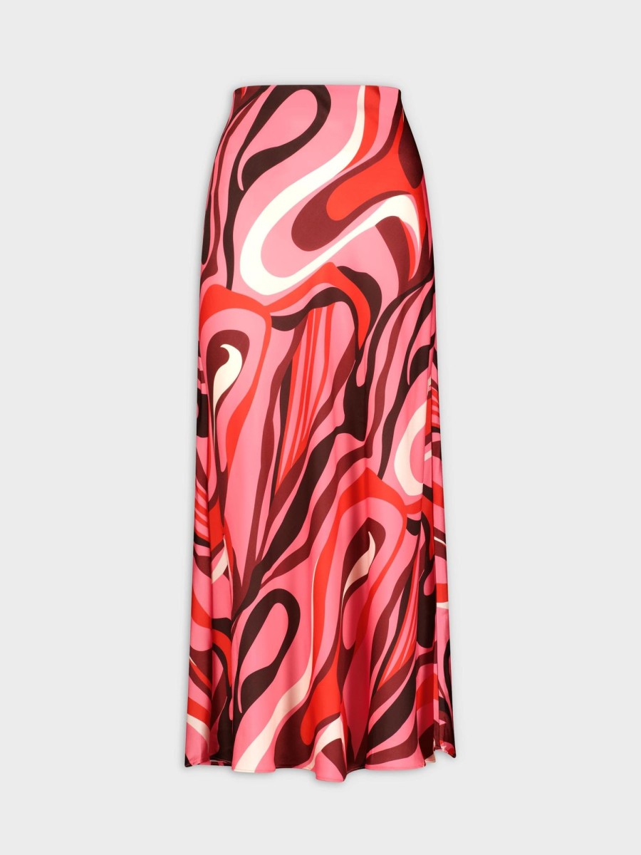 Hot Satin Slip Skirt-Pink Swirl Skirts