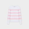 New Striped Cotton Sweater-Light Pink Tops