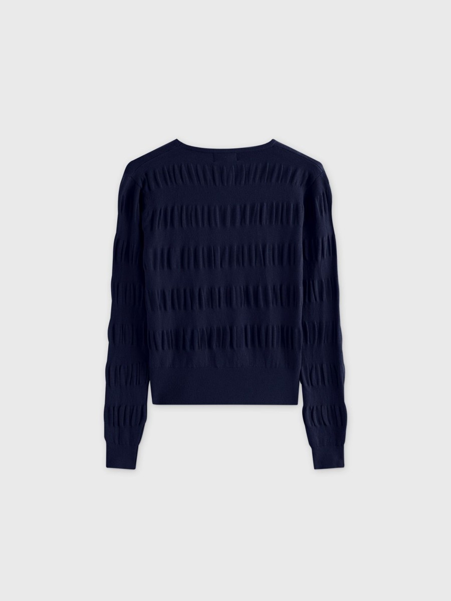 Online Ruched Sweater-Navy Tops